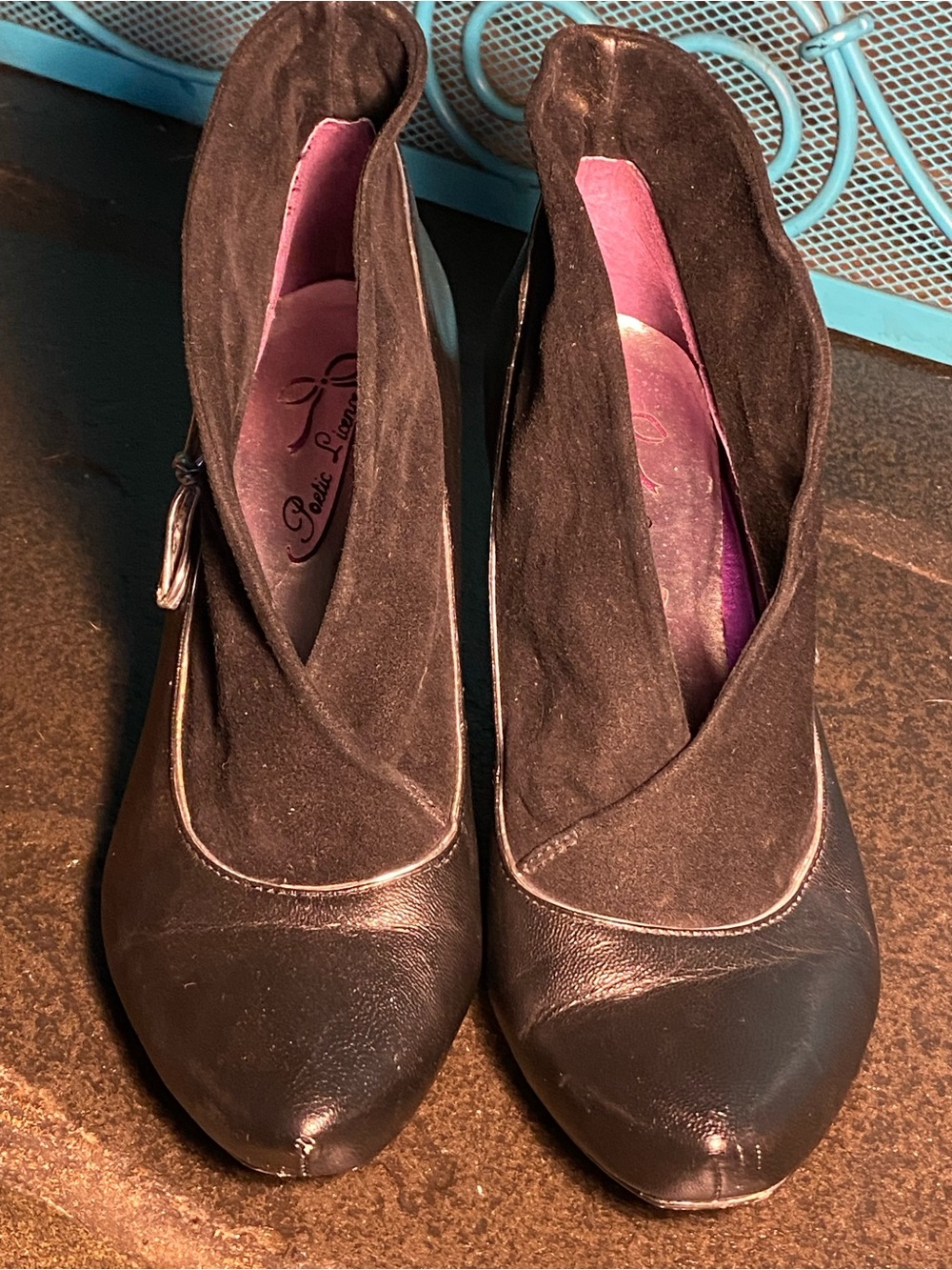 Irregular Choice Poetic License wedge heels,black leather/silver bow,collar,7 - Picture 5 of 14
